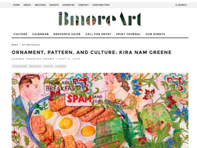 Kira Nam Greene Interview in BmoreArt Magazine – Ornament, Pattern and Culture