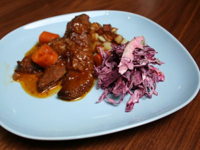 Kira Nam Greene Brisket of Beef with Pan-fried Potatoes and Cole Slaw