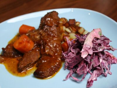 Kira Nam Greene Brisket of Beef with Pan-fried Potatoes and Cole Slaw