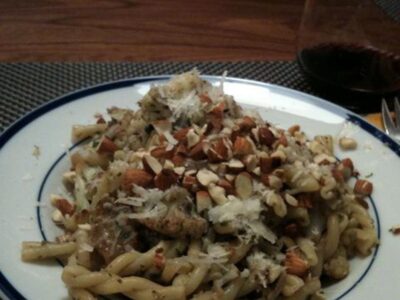 Kira Nam Greene Gemeli with cauliflower, picholine olives and almond