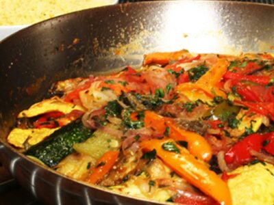 Kira Nam Greene Ratatouille with Grilled Portobello Mushroom and Couscous