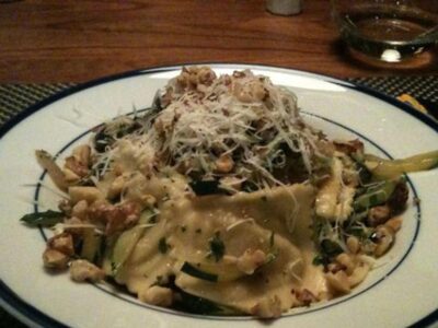 Kira Nam Greene Ravioli with herbed zucchini and walnuts